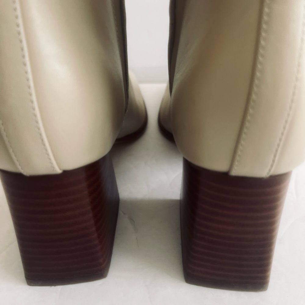 Marc Fisher Floria Cream LEATHER Ankle Bootie Stacked Block Heel Size 11 NEW - Picture 12 of 13